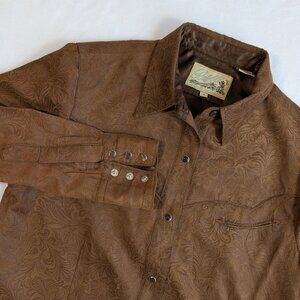 Vintage Western Roper Shirt Paisley Microsuede Pearl Snap Women Small Embossed